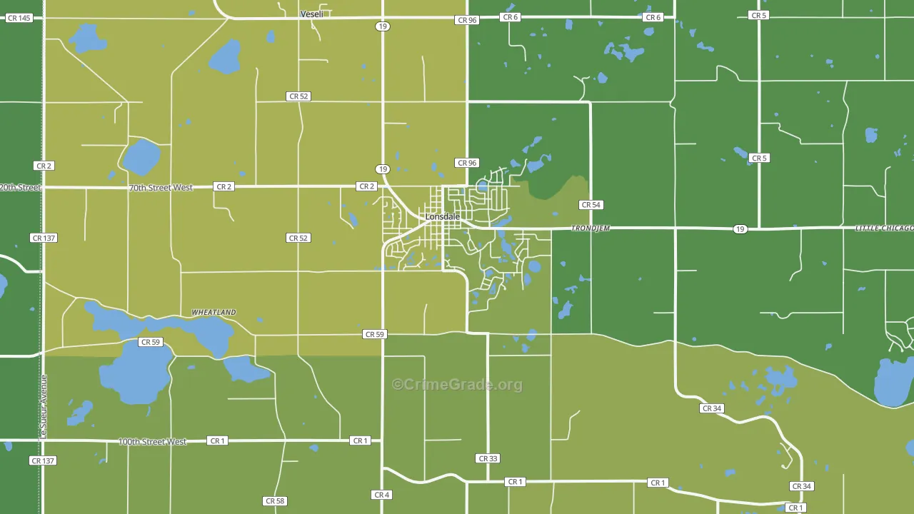 55046, MN Map of Vehicle Theft Rates
