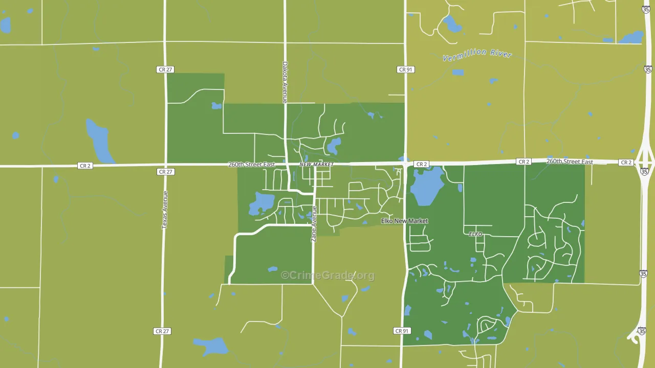 55054, MN Map of Vehicle Theft Rates