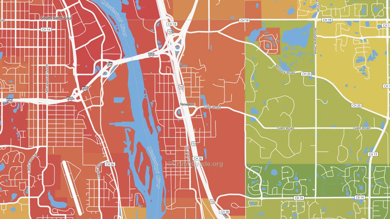 55055, MN Map of Vehicle Theft Rates