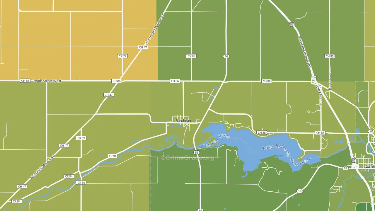 55065, MN Map of Vehicle Theft Rates