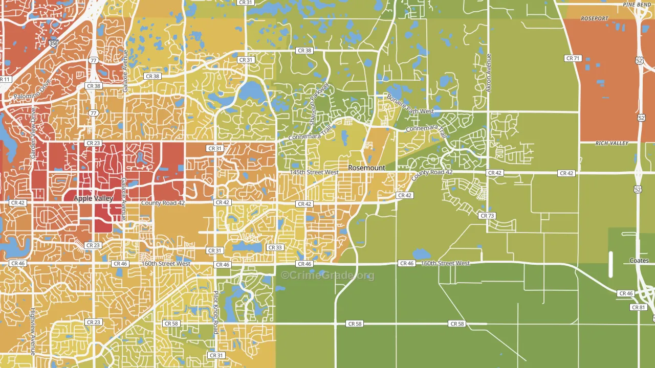 55068, MN Map of Vehicle Theft Rates
