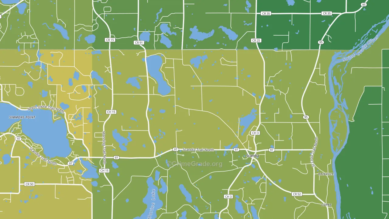 55073, MN Map of Vehicle Theft Rates