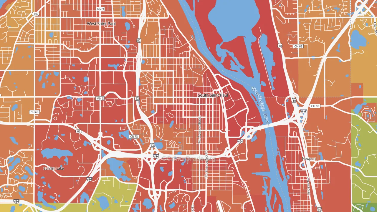 55075, MN Map of Vehicle Theft Rates