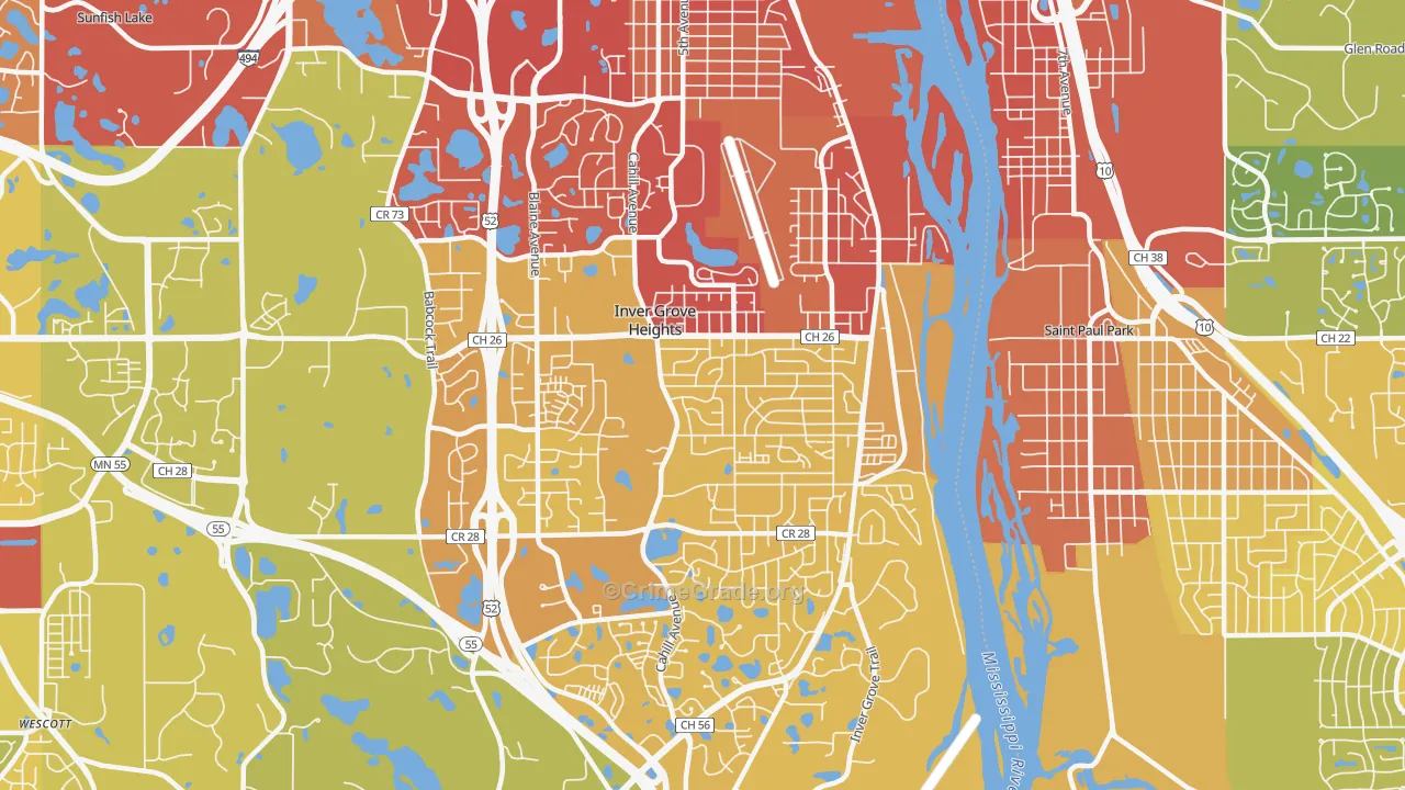 55076, MN Map of Vehicle Theft Rates