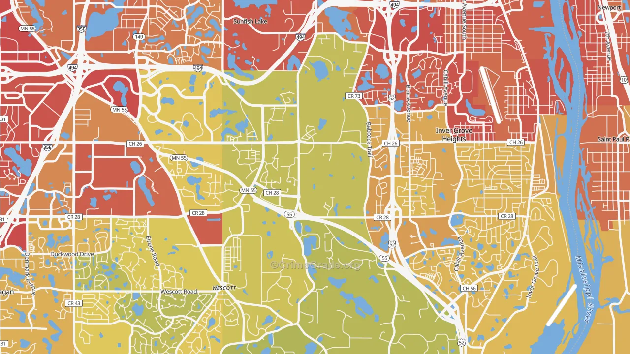 55077, MN Map of Vehicle Theft Rates