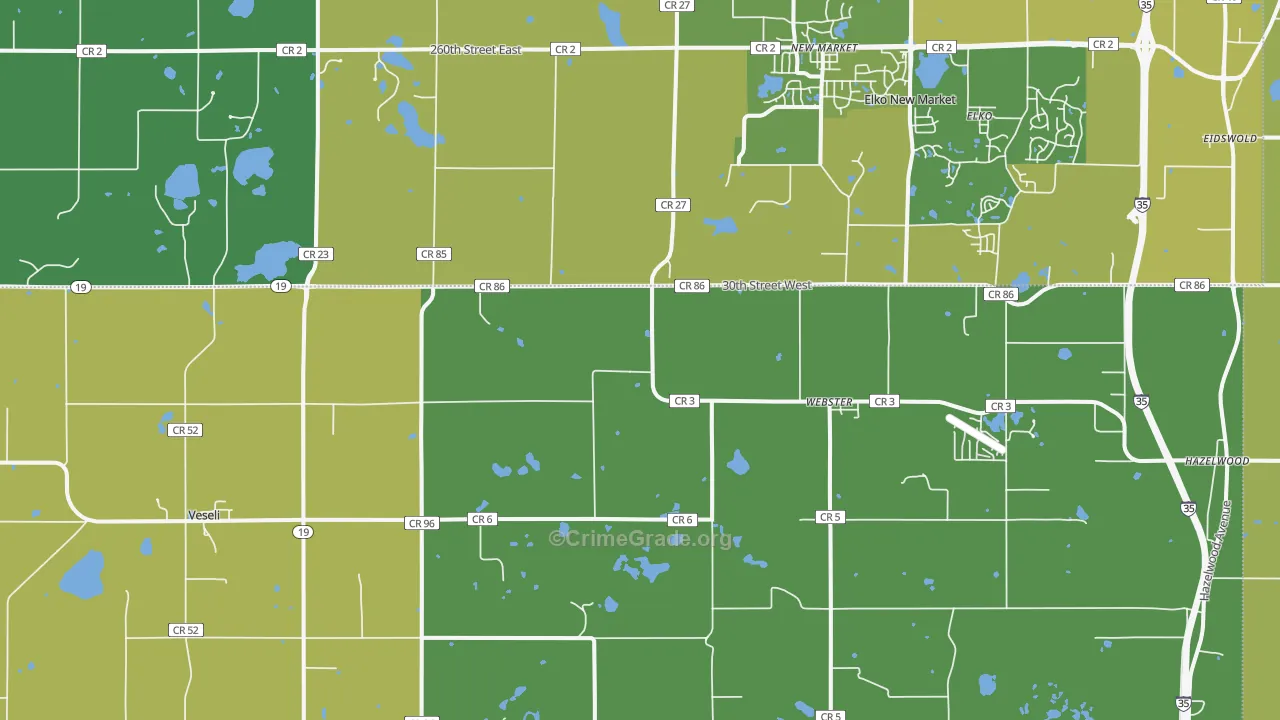 55088, MN Map of Vehicle Theft Rates