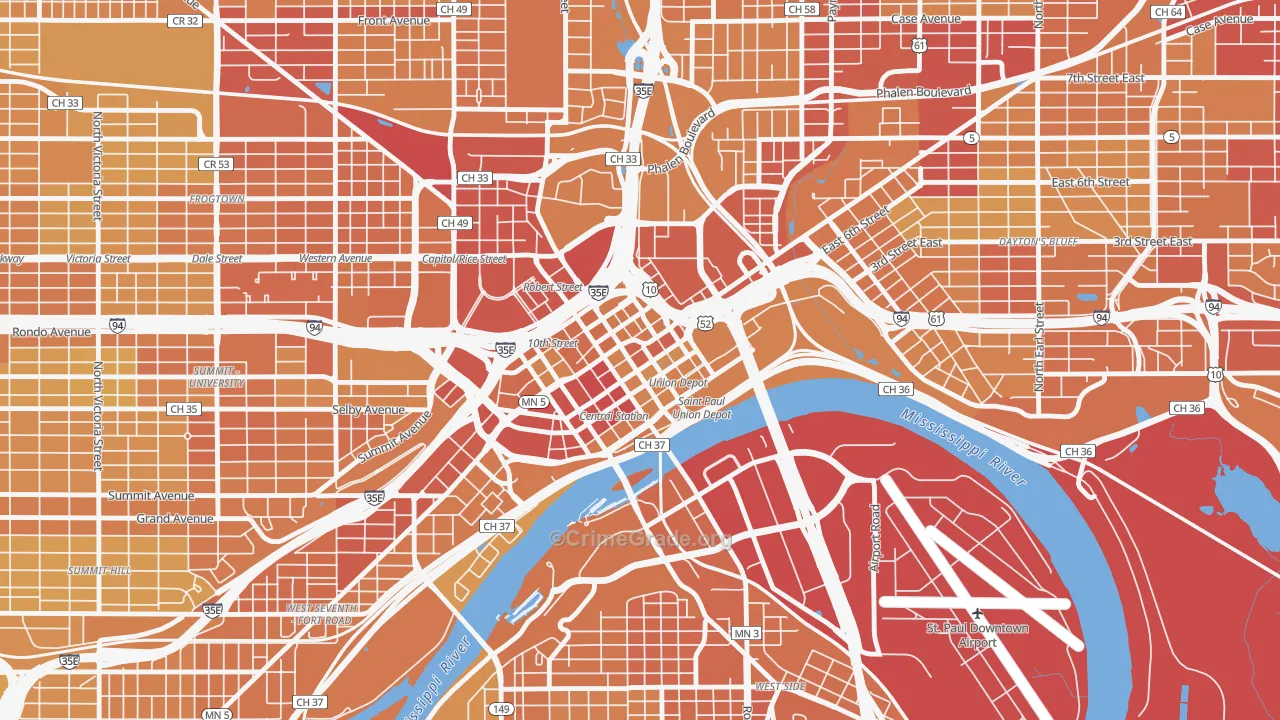 55101, MN Map of Vehicle Theft Rates