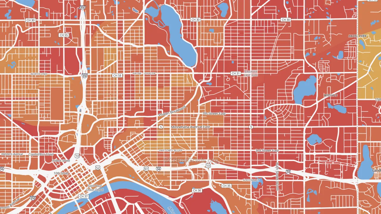 55106, MN Map of Vehicle Theft Rates