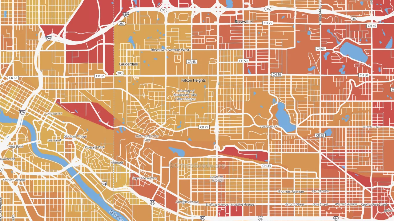 55108, MN Map of Vehicle Theft Rates