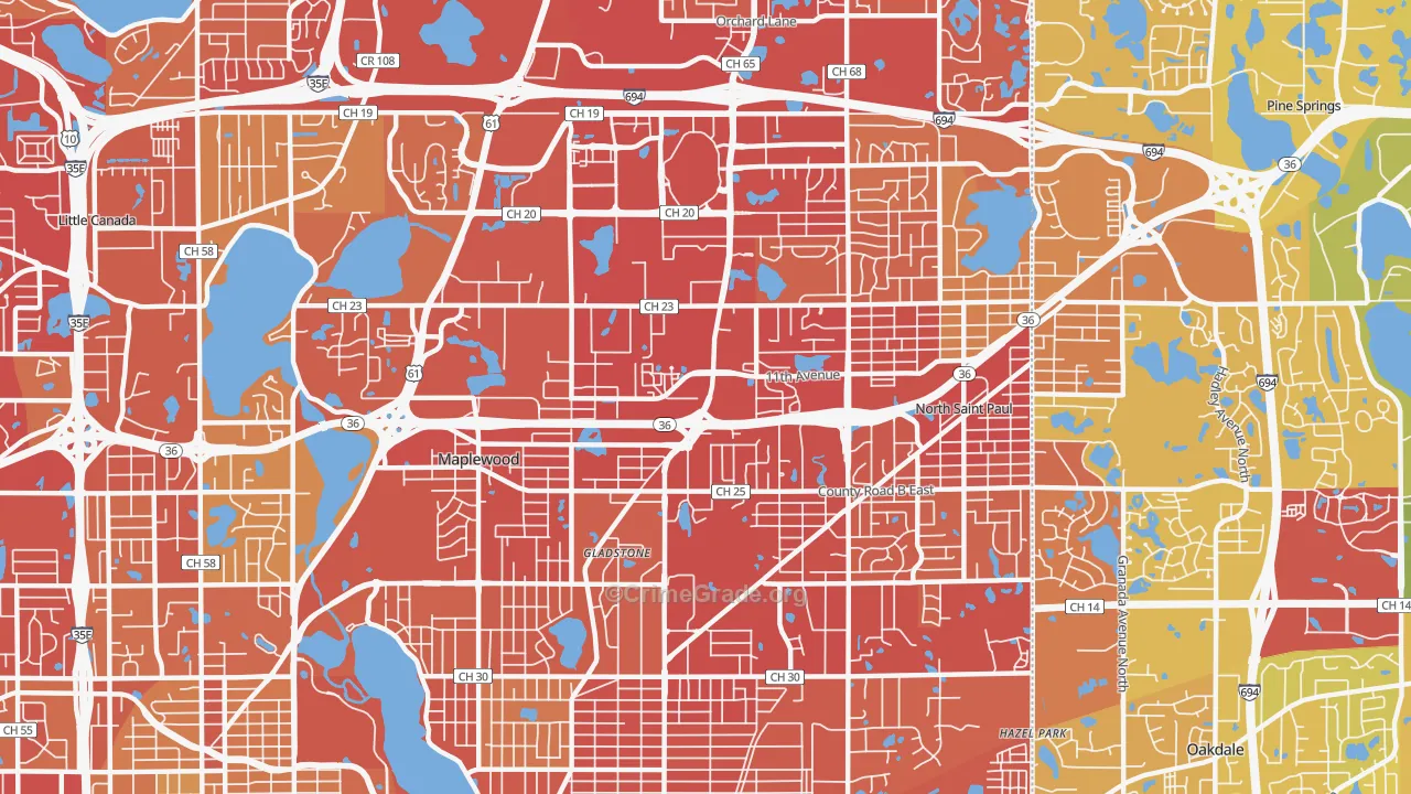 55109, MN Map of Vehicle Theft Rates