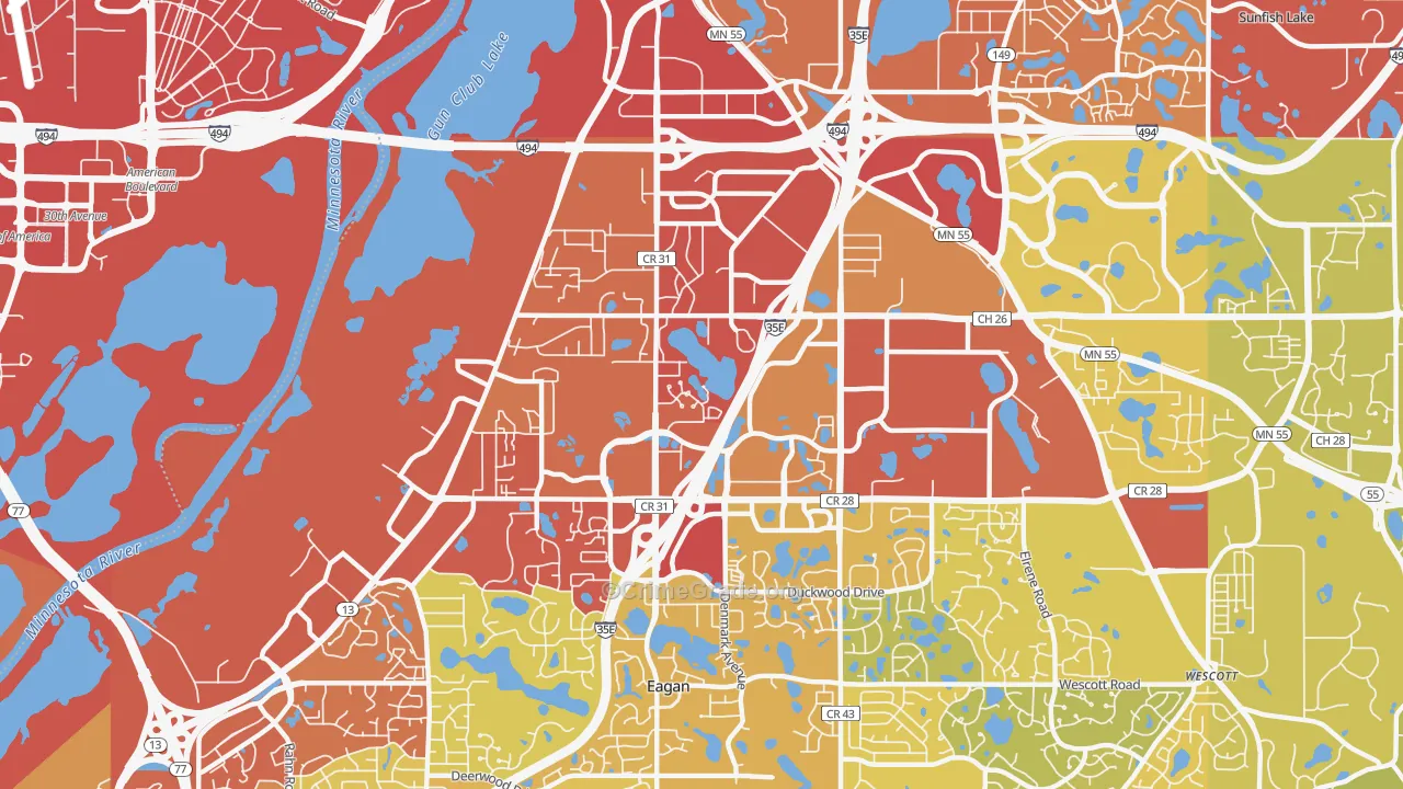 55121, MN Map of Vehicle Theft Rates