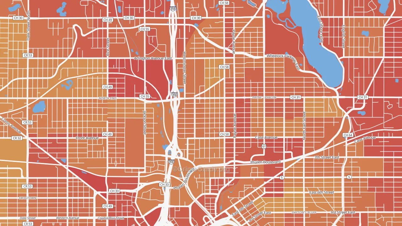 55130, MN Map of Vehicle Theft Rates