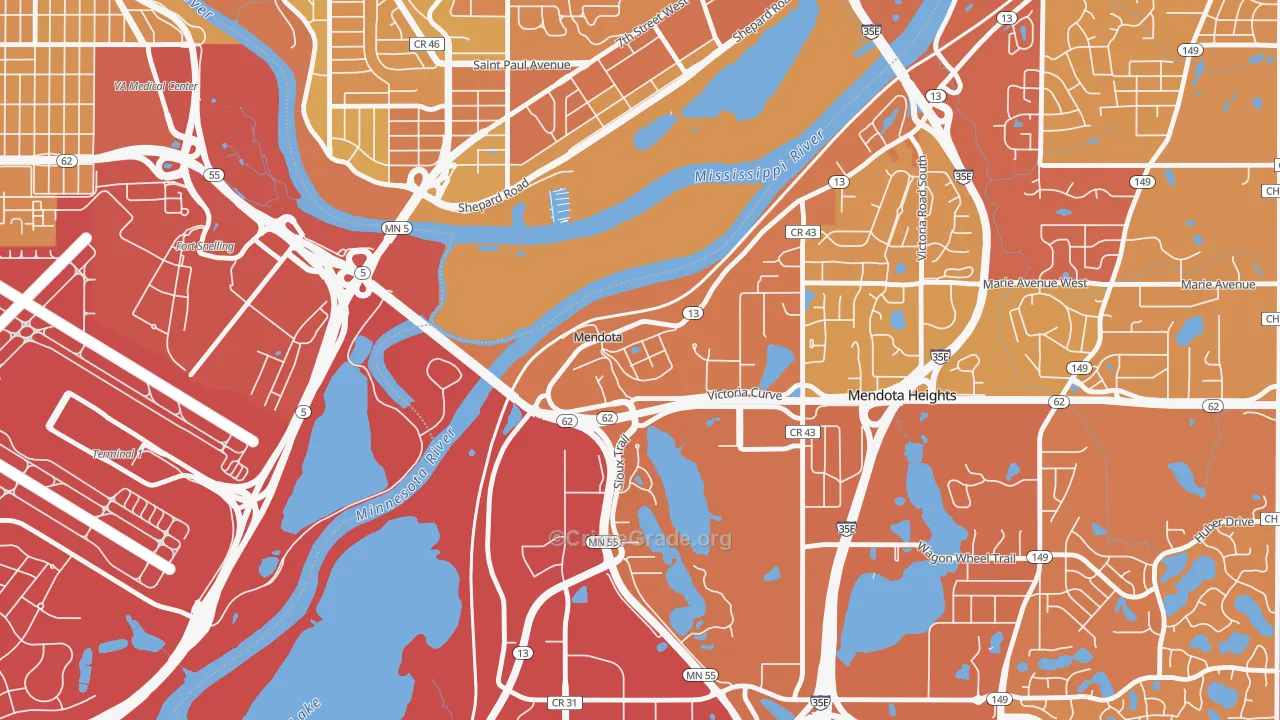 55150, MN Map of Vehicle Theft Rates