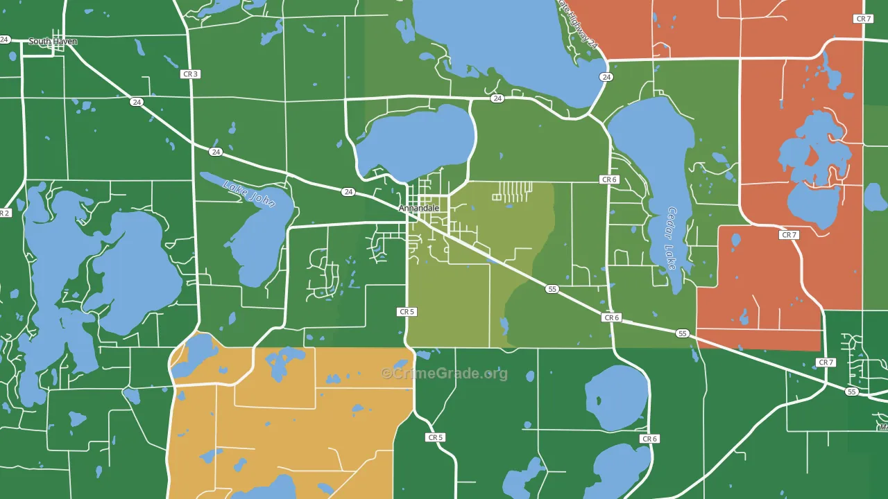 55302, MN Map of Vehicle Theft Rates