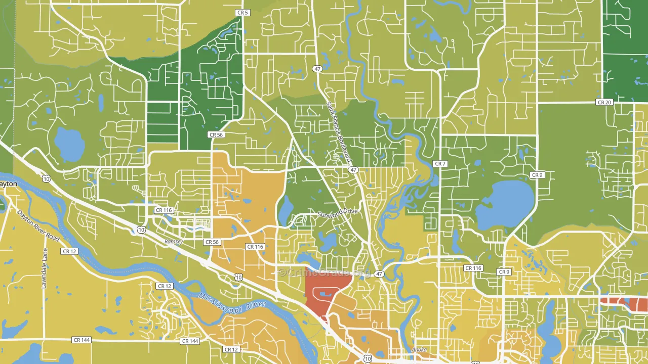 55303, MN Map of Vehicle Theft Rates