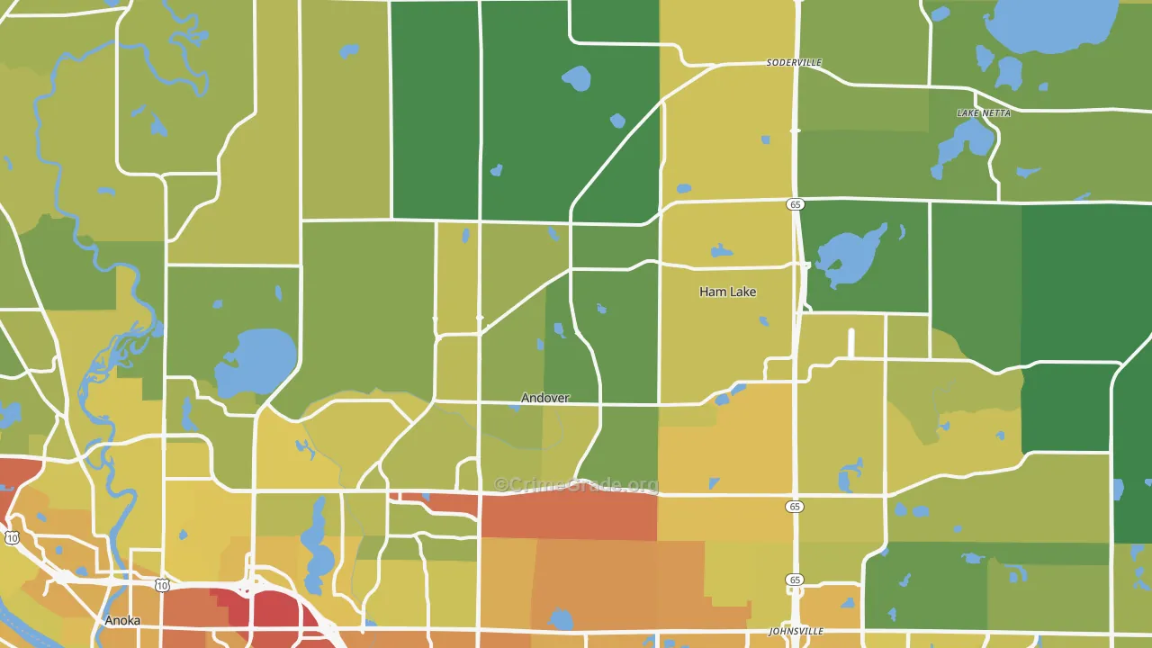 55304, MN Map of Vehicle Theft Rates