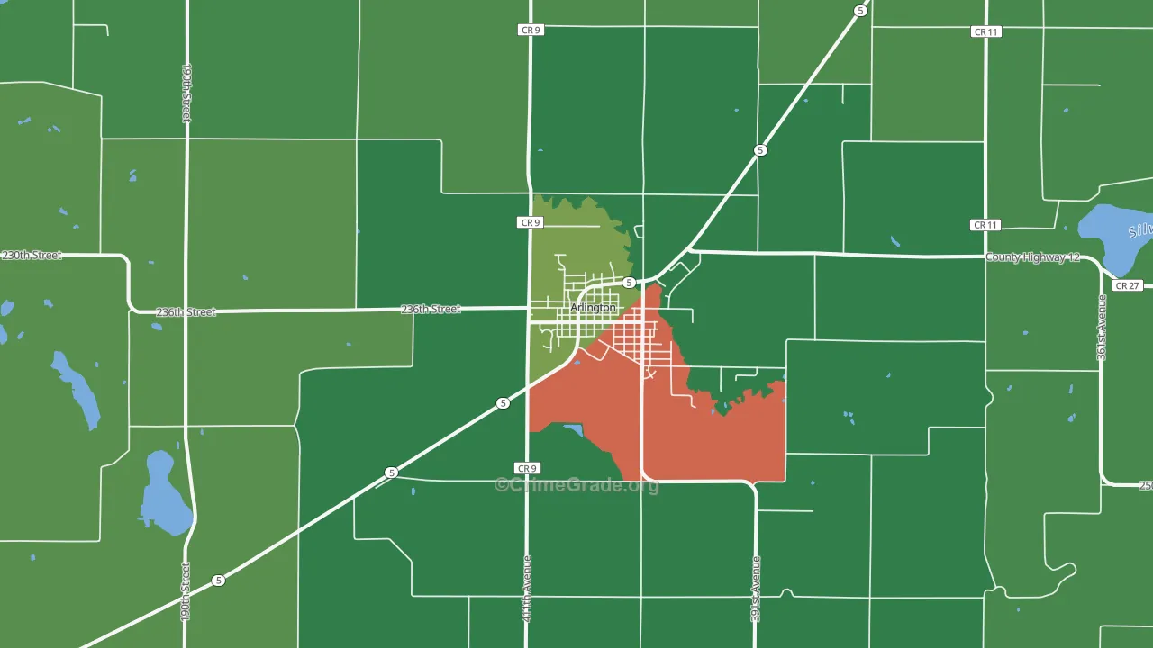 55307, MN Map of Vehicle Theft Rates