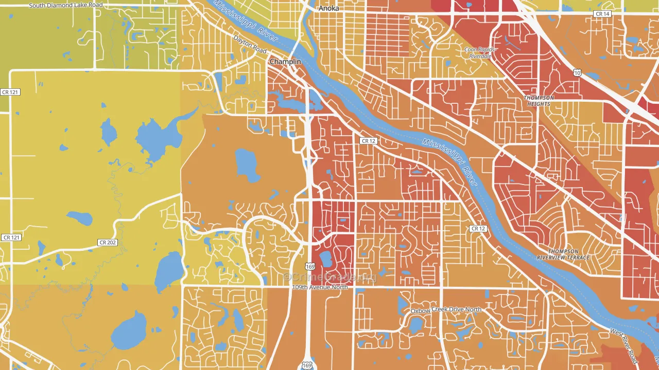 55316, MN Map of Vehicle Theft Rates