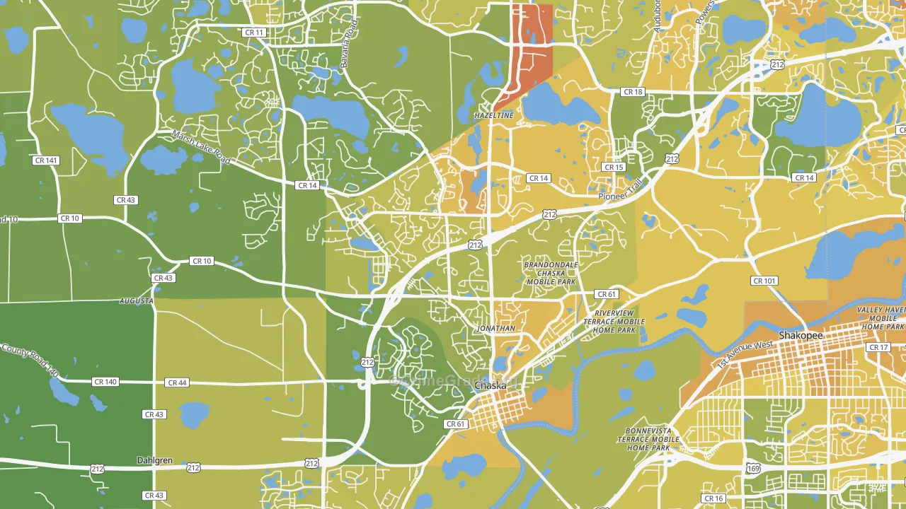 55318, MN Map of Vehicle Theft Rates