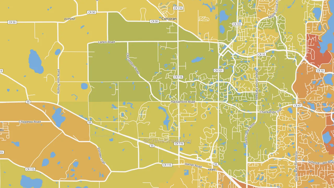 55340, MN Map of Vehicle Theft Rates