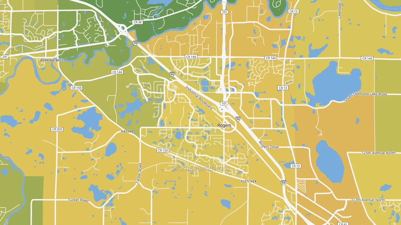 55374, MN Map of Vehicle Theft Rates