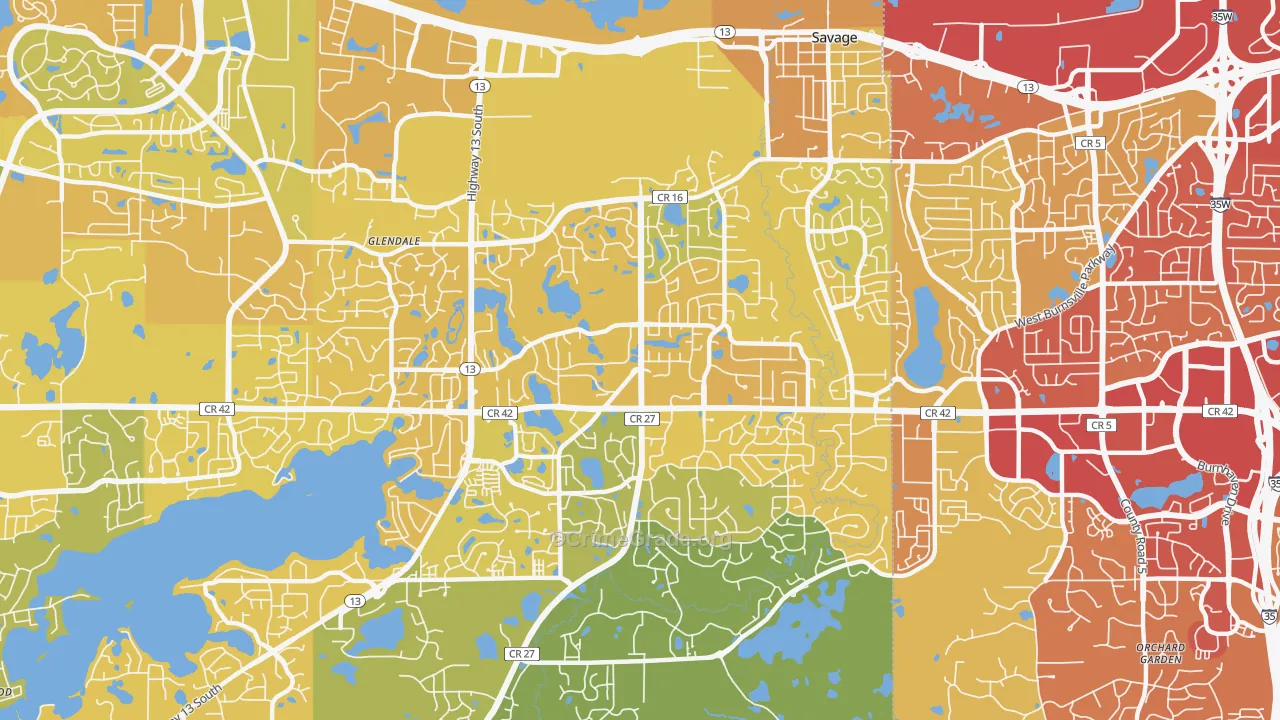 55378, MN Map of Vehicle Theft Rates