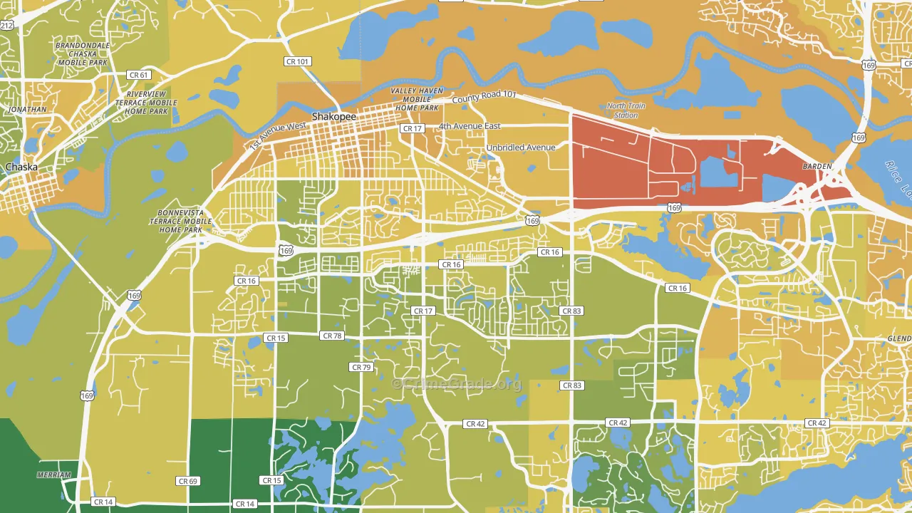 55379, MN Map of Vehicle Theft Rates