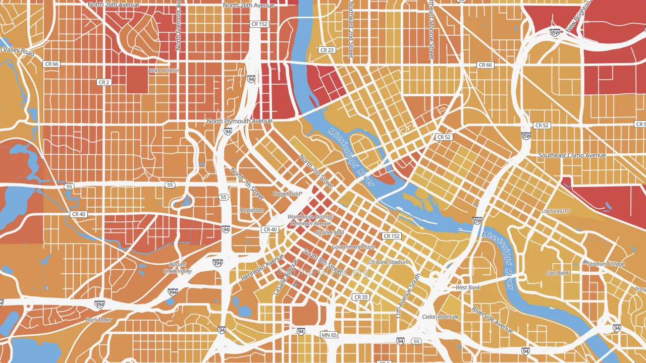 55401, MN Map of Vehicle Theft Rates