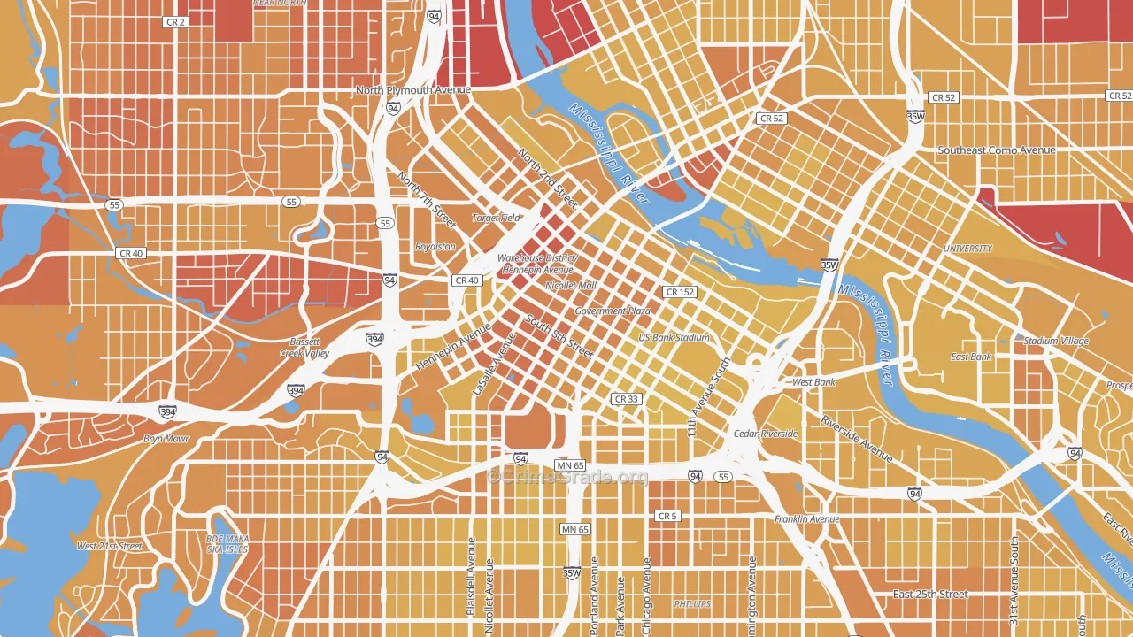 55402, MN Map of Vehicle Theft Rates