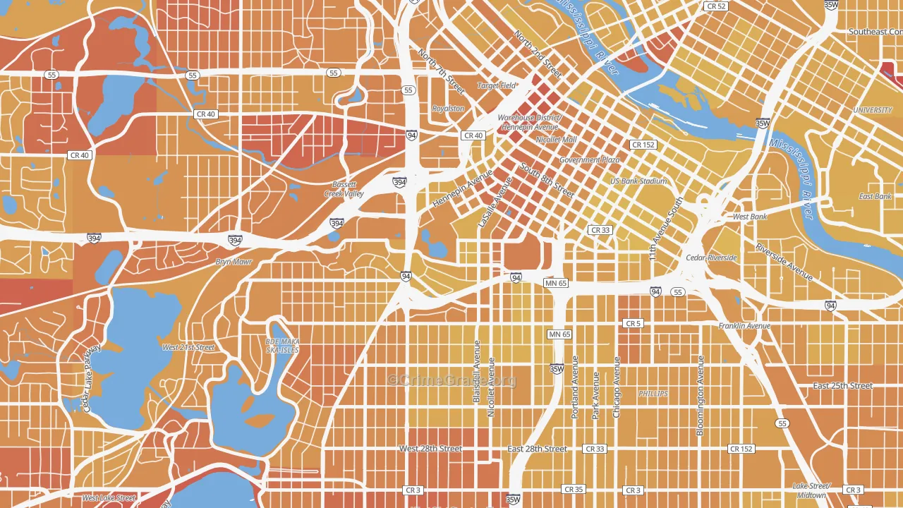 55403, MN Map of Vehicle Theft Rates