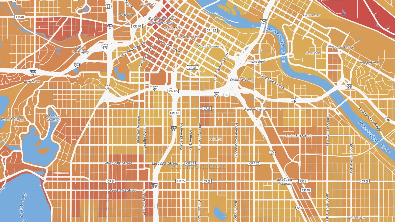 55404, MN Map of Vehicle Theft Rates