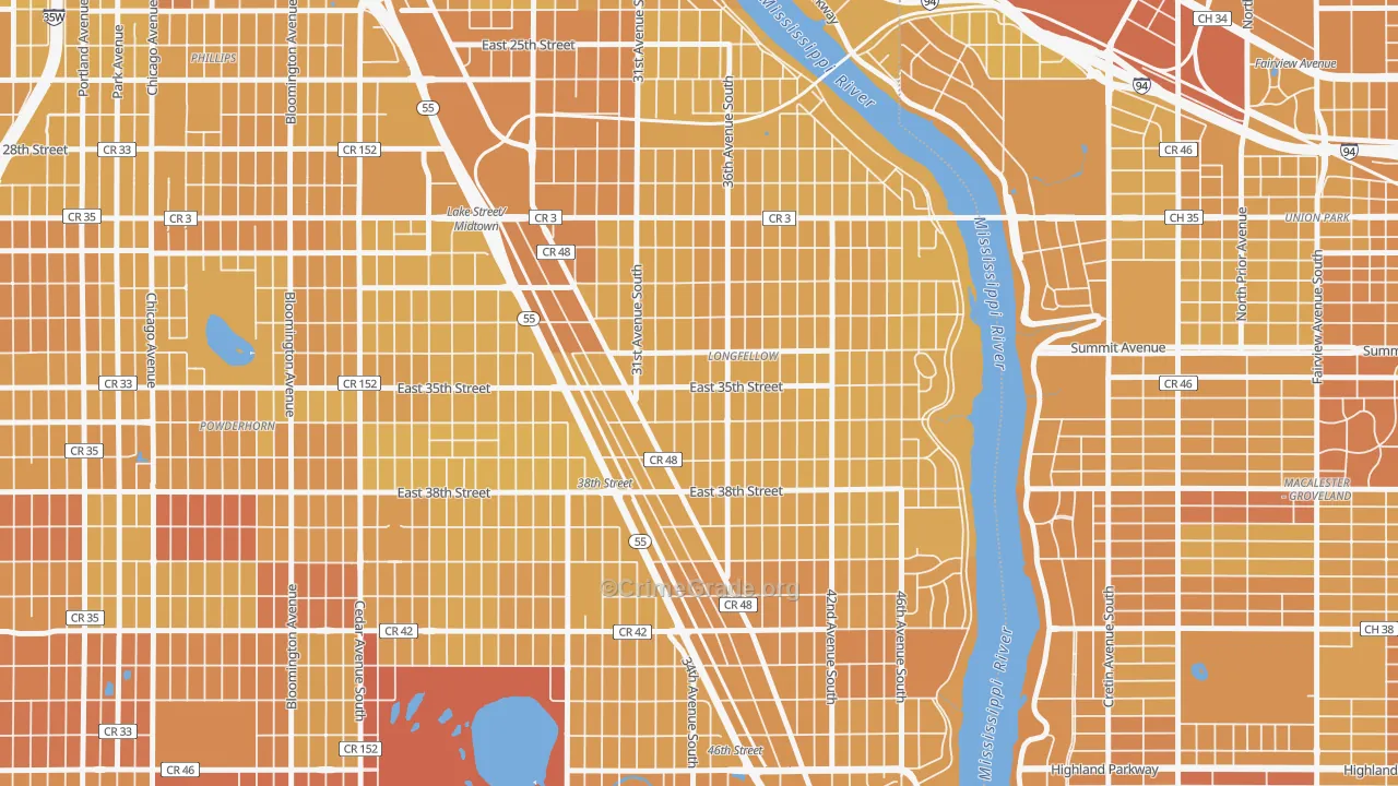 55406, MN Map of Vehicle Theft Rates