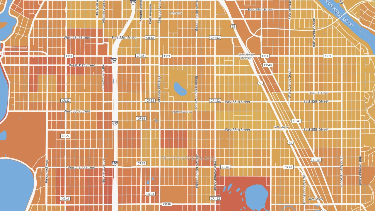 55407, MN Map of Vehicle Theft Rates