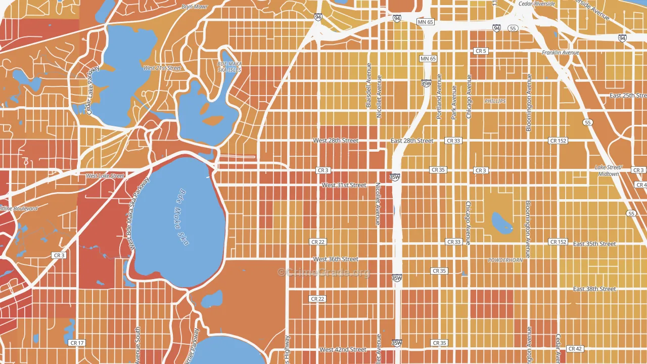 55408, MN Map of Vehicle Theft Rates