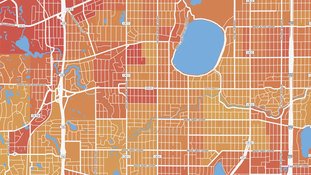 55410, MN Map of Vehicle Theft Rates