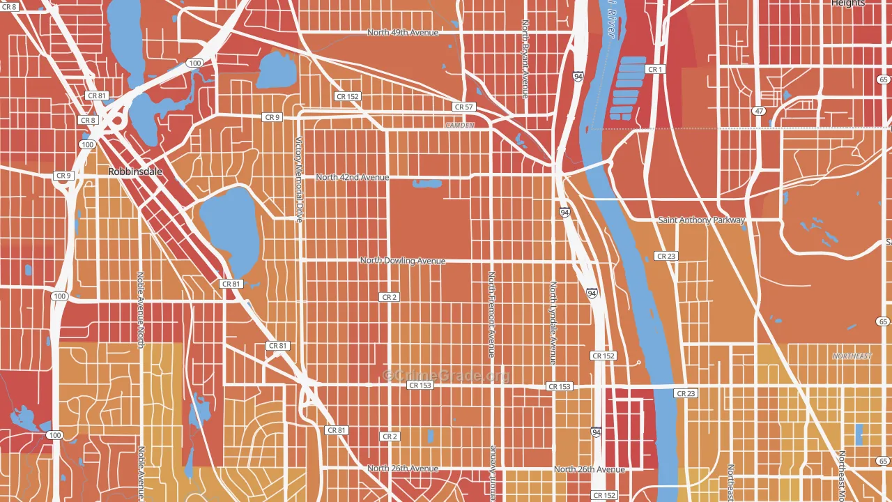 55412, MN Map of Vehicle Theft Rates