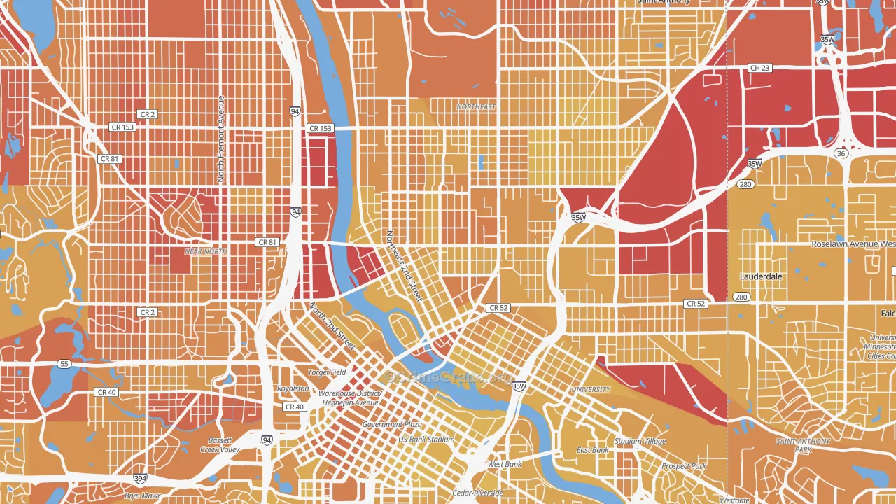 55413, MN Map of Vehicle Theft Rates