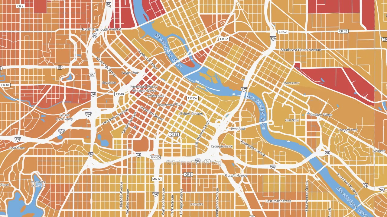 55415, MN Map of Vehicle Theft Rates