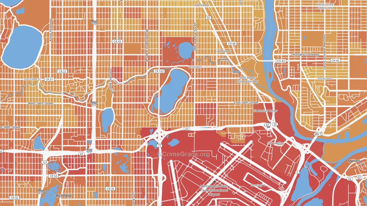 55417, MN Map of Vehicle Theft Rates
