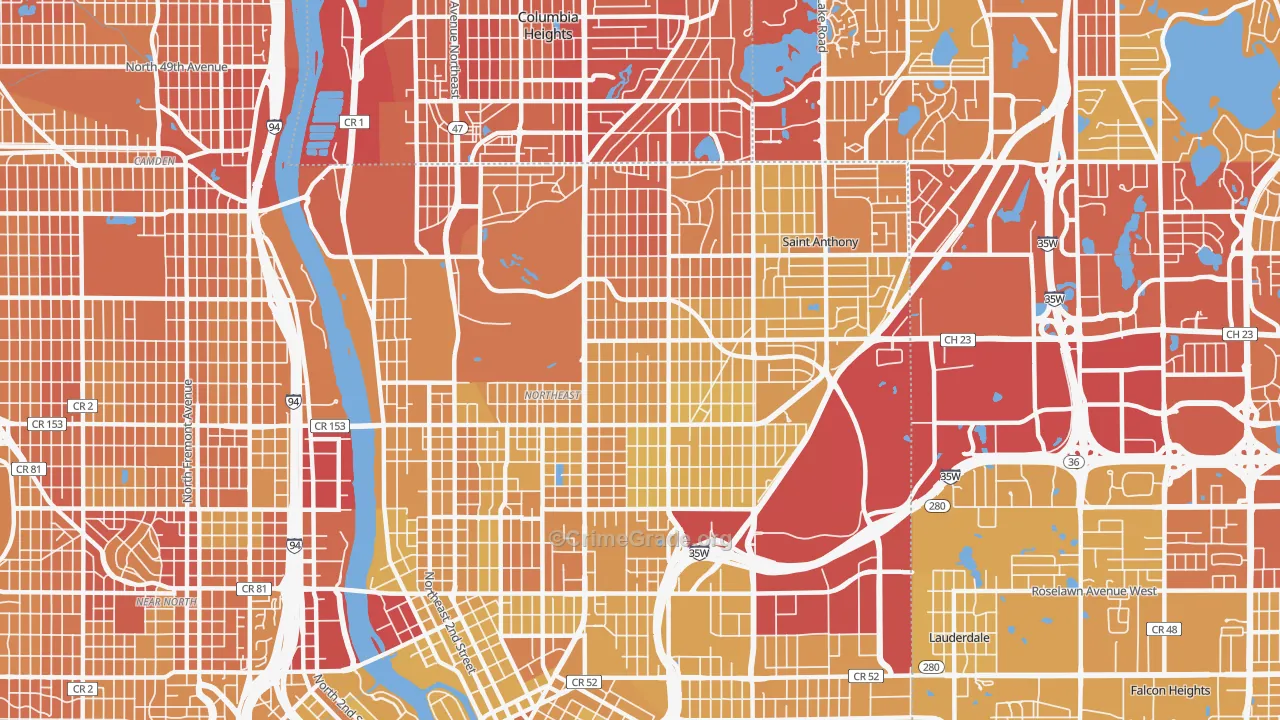 55418, MN Map of Vehicle Theft Rates