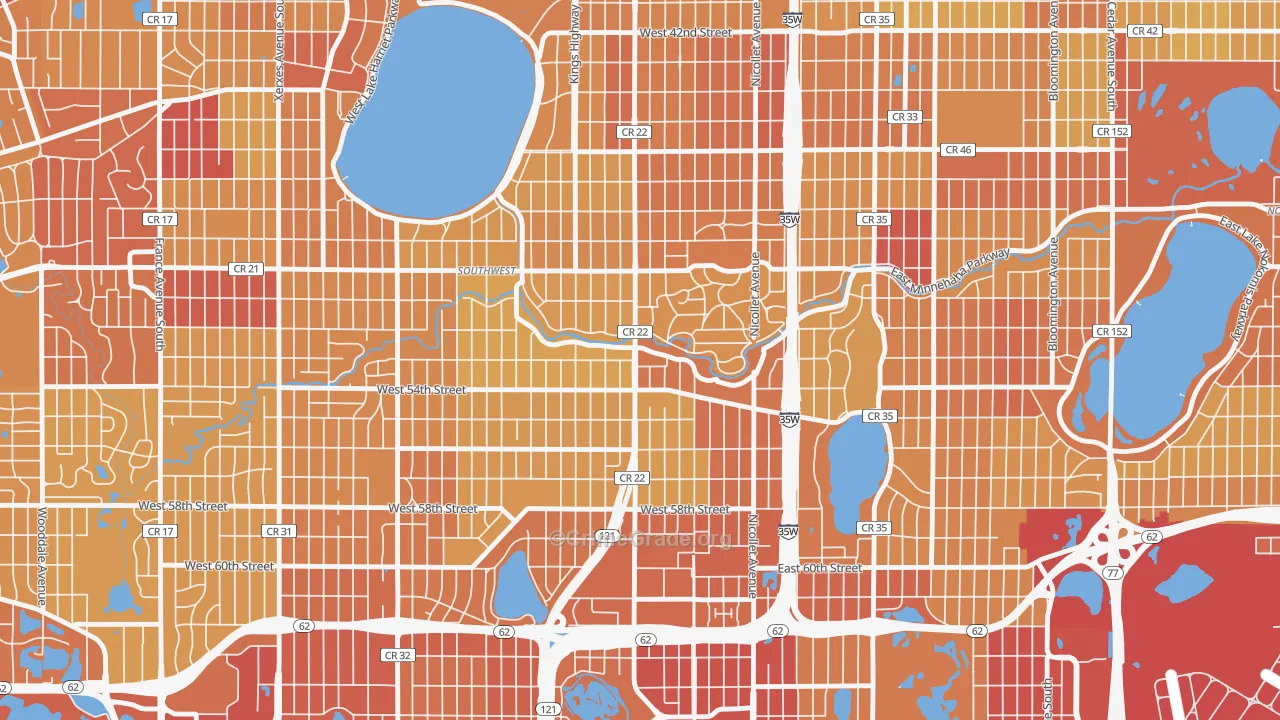 55419, MN Map of Vehicle Theft Rates