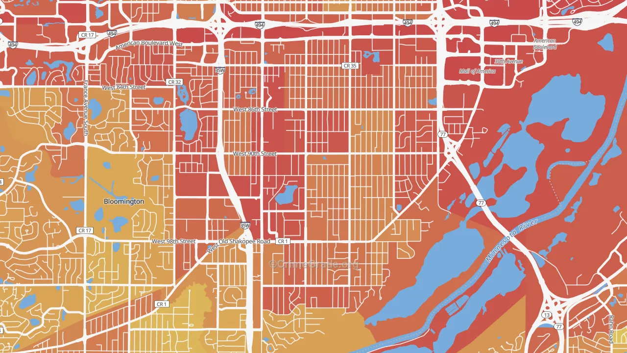 55420, MN Map of Vehicle Theft Rates