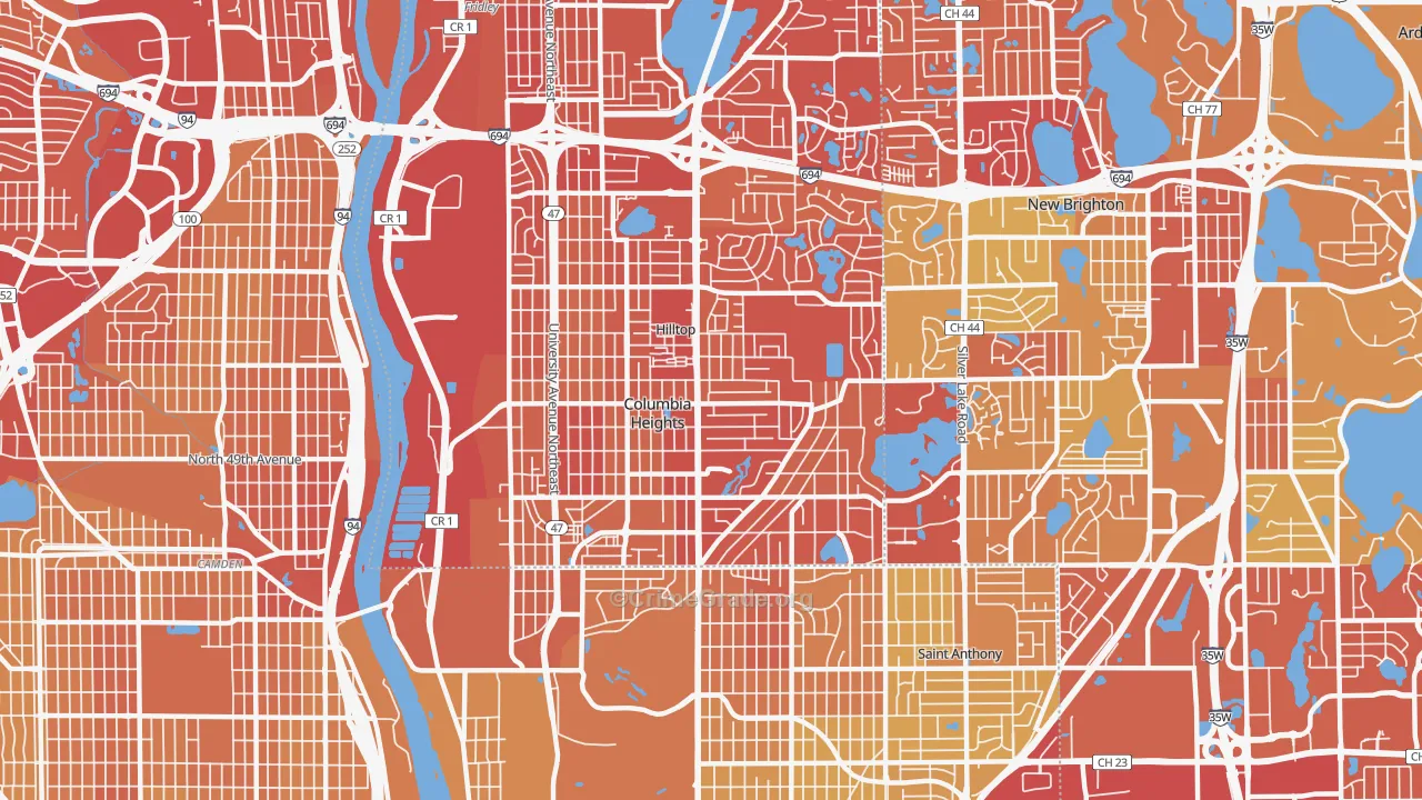 55421, MN Map of Vehicle Theft Rates