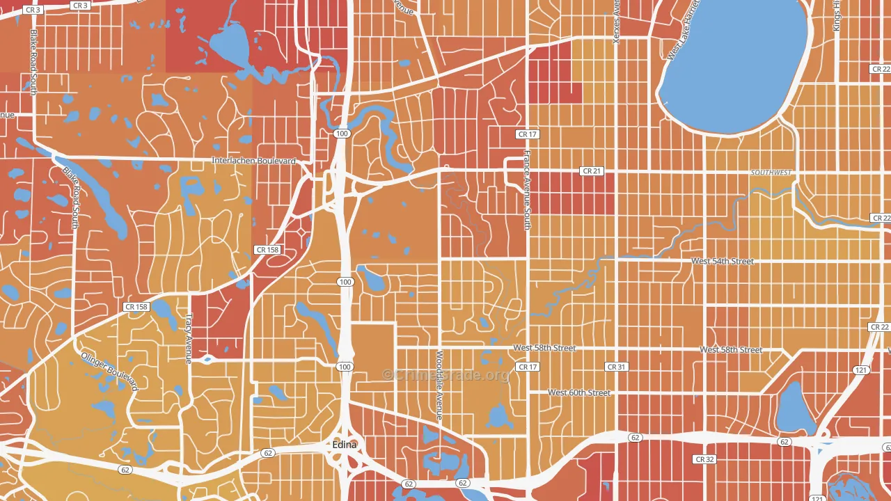 55424, MN Map of Vehicle Theft Rates