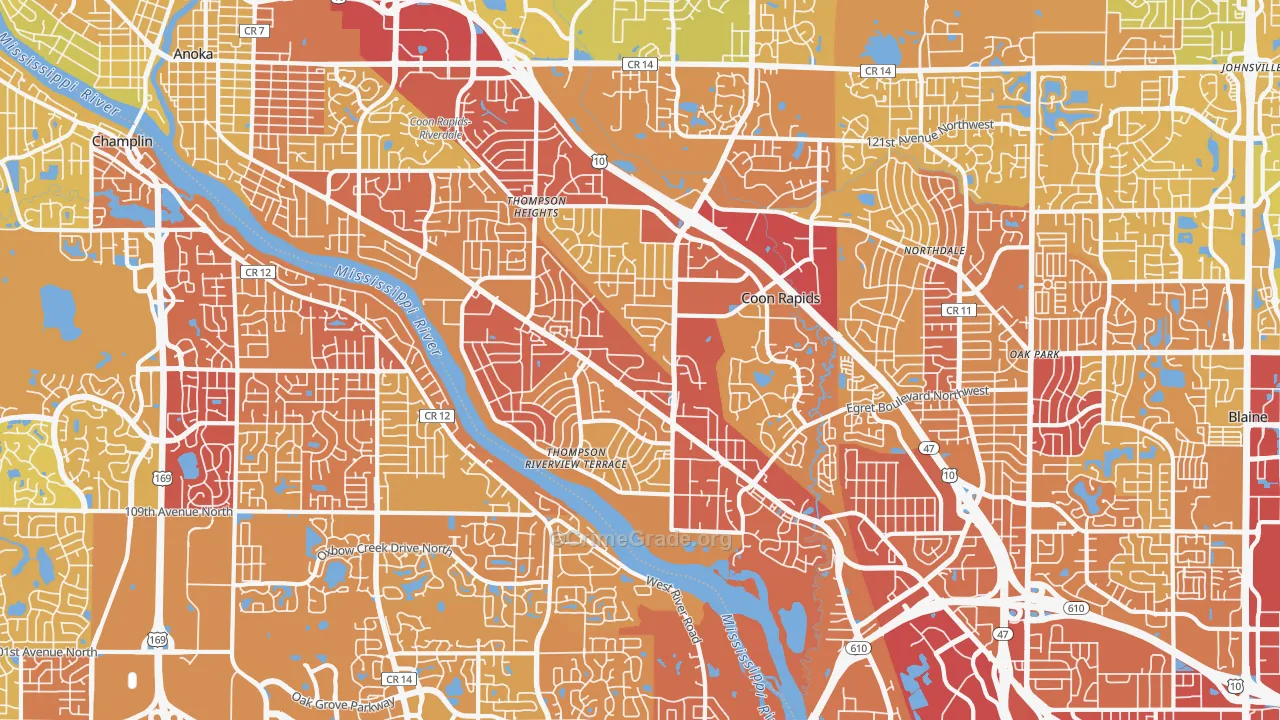 55433, MN Map of Vehicle Theft Rates