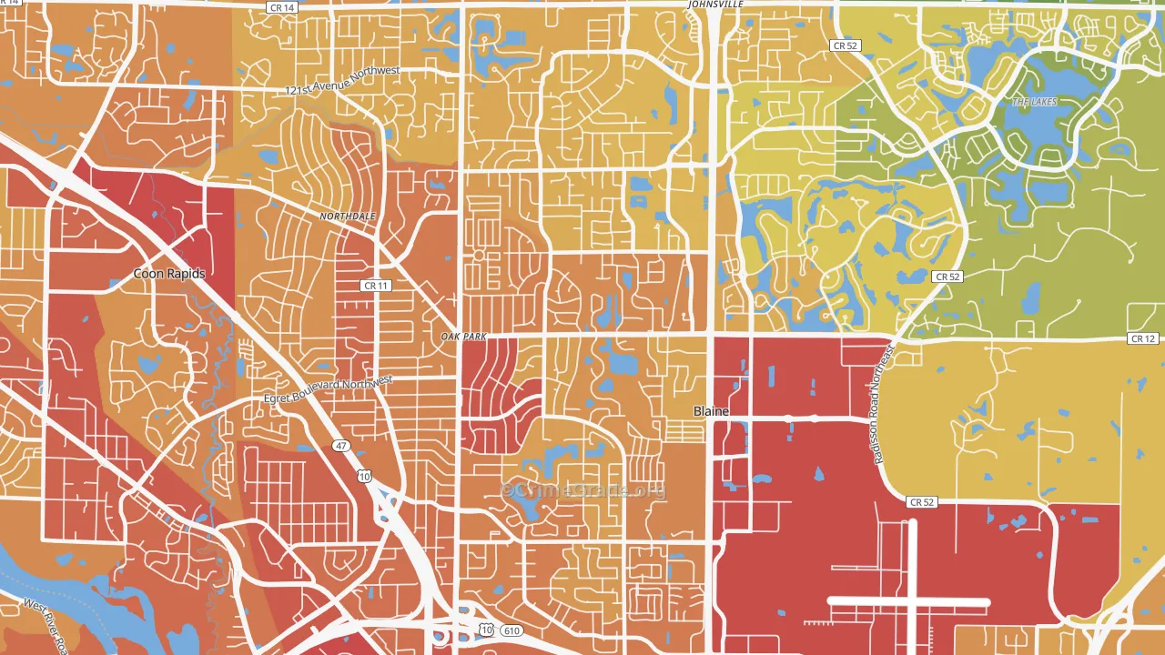 55434, MN Map of Vehicle Theft Rates