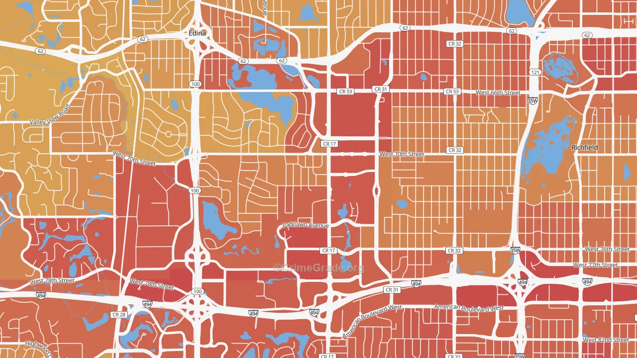 55435, MN Map of Vehicle Theft Rates