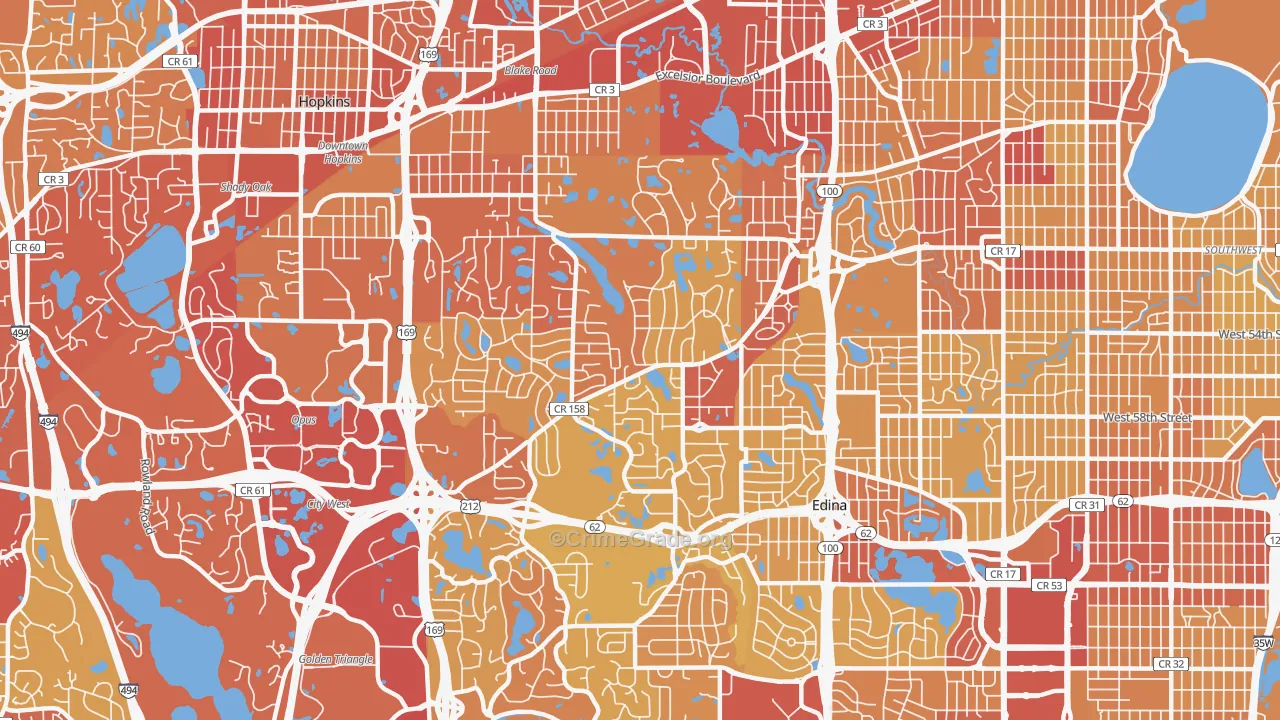 55436, MN Map of Vehicle Theft Rates