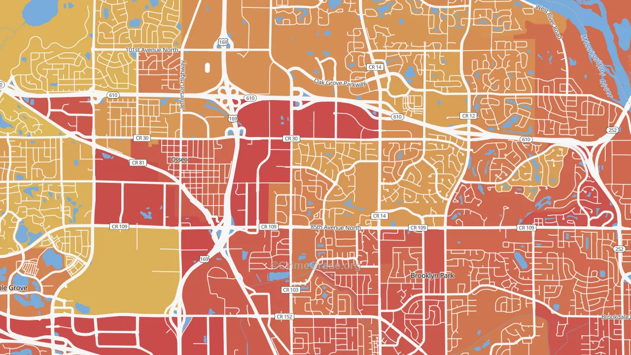 55445, MN Map of Vehicle Theft Rates