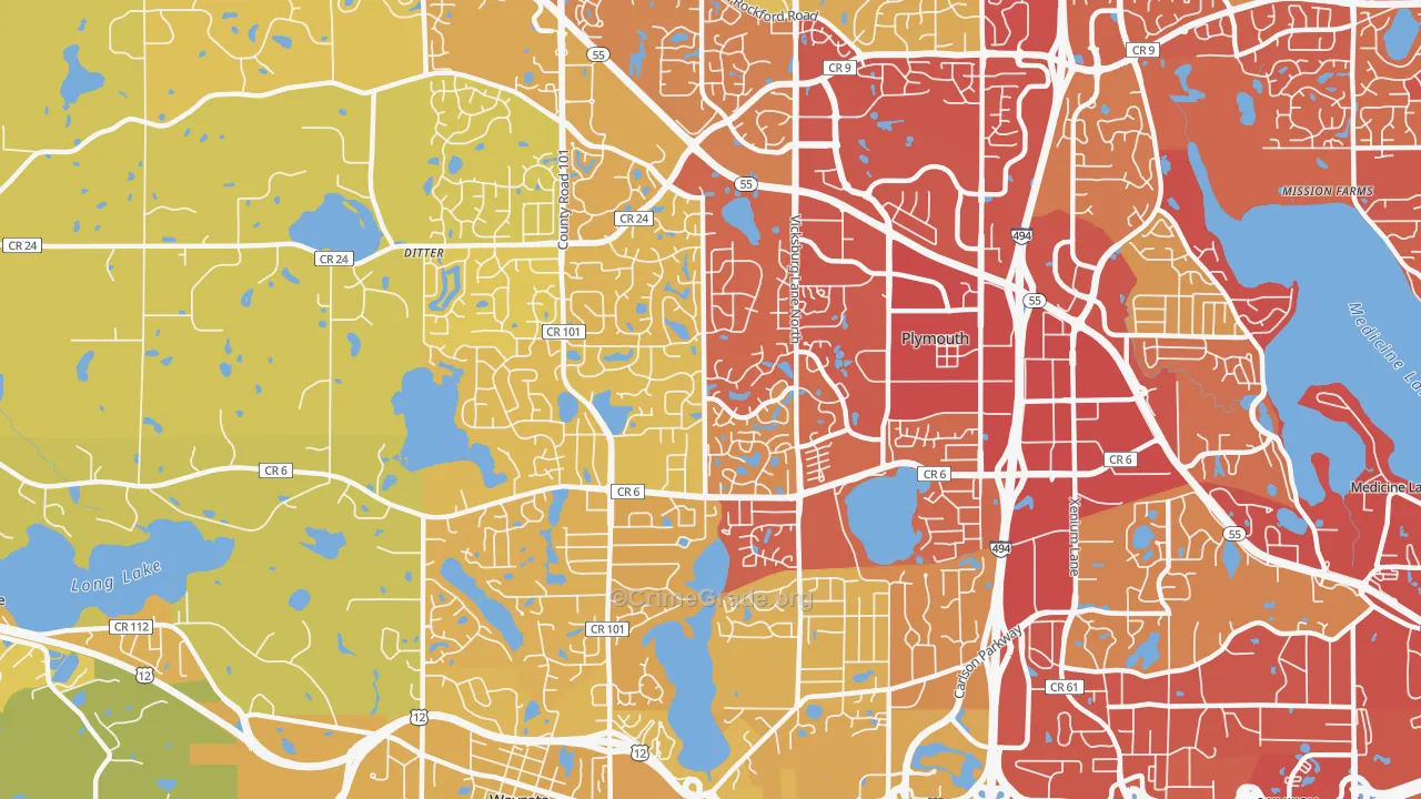 55447, MN Map of Vehicle Theft Rates
